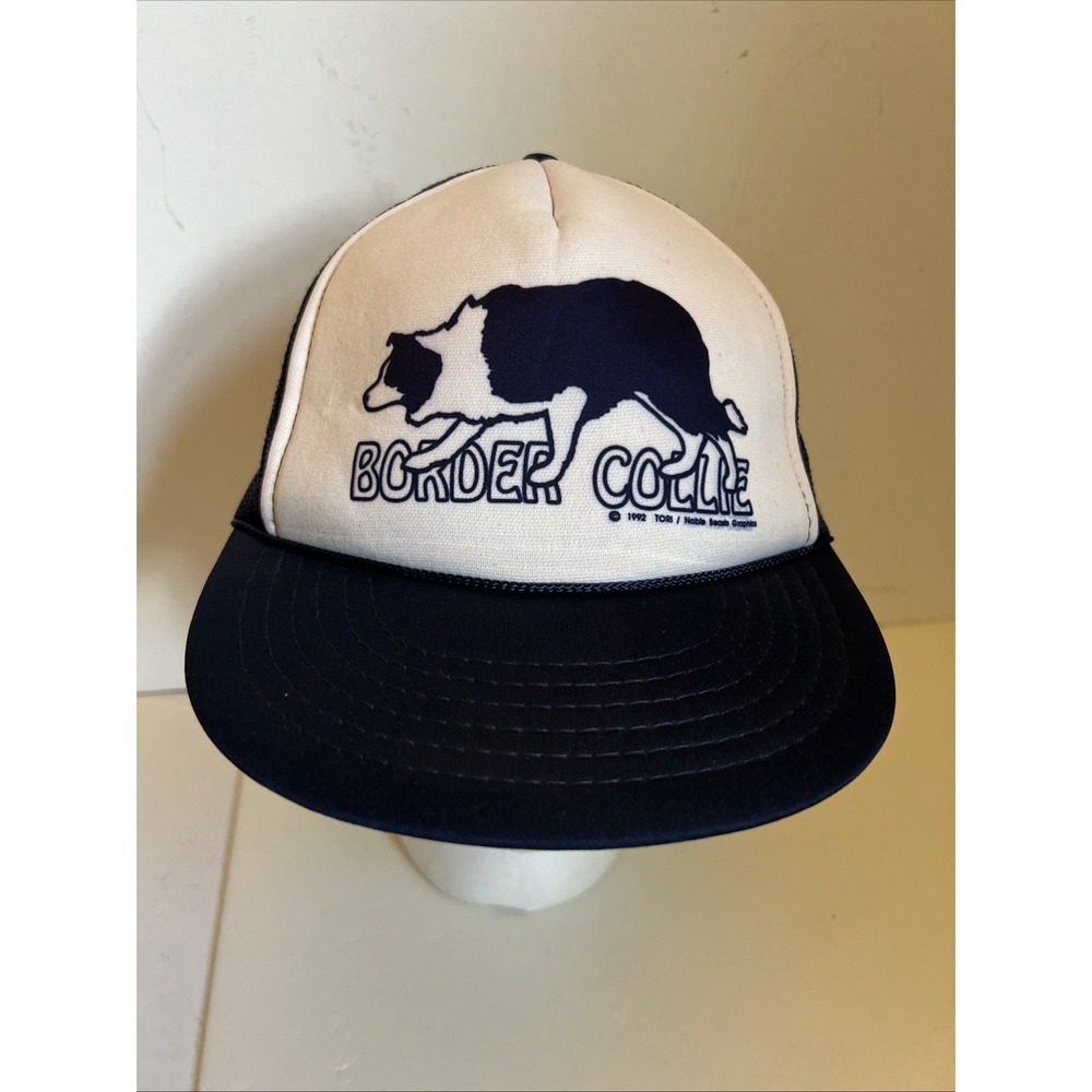 Vintage Border Collie Six‎ Panel Trucker's Double Row Snap Back Hat Cap